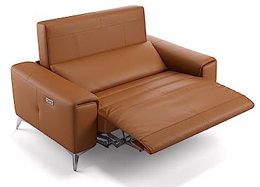 sofanella Leder 2-Sitzer Sofa Mini Bella - Hochwertige Zweisitzer Couch italienisches Design - Designer Ledersofa mit Relax-Sitzverstellung - Cognac