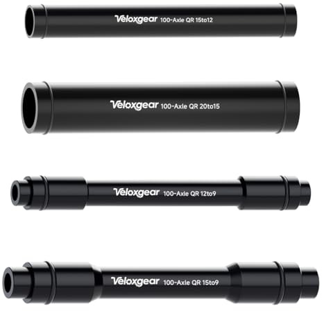 Veloxgear Cykel Thru Axle Hub Quick Release Adapter, Mountain and Road Bike främre bakhjulsnav adapter, ihålig lätt aluminiumlegering material 100 mm längd, 15 mm till 9 mm
