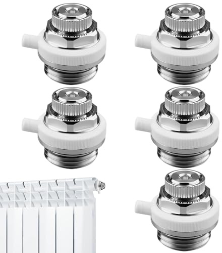 SGZIOO 5 Stück Automatische Heizkörperentlüfter, 1/2 Heizkörper Entlüftungsventil Automatisch, Messing Vernickelt Entlüftungsventil Heizkörper, Heizkörperentlüfter Automatisch für Heizungsanlagen