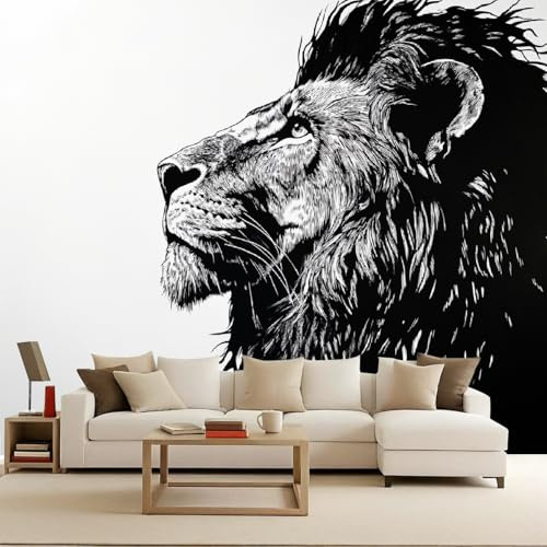 Fotomurale leone Carta da parati murale 400x280 cm TNT Murale Bello Nero Dipinto Leone alla moda Decorazione da Muro XXL Poster Gigante Design Carta per pareti Animale