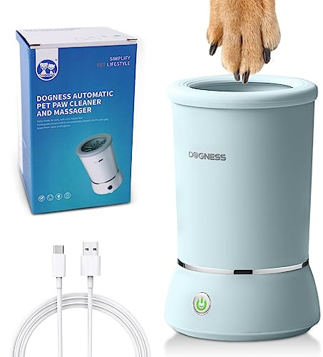 DOGNESS Pulitore zampe per cani, pulitore automatico per zampe di cane con silicone morbido, 2000 mAh, ricarica USB, 360° per cani e zampe per massaggi