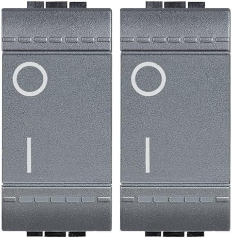 BTicino SL4002NF Livinglight Interruttore Bipolare Illuminato N, Antracite (Confezione da 2)