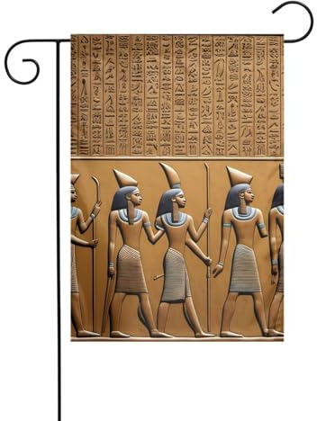 Drapeau de jardin de décoration de jardin 30,5 x 45,7 cm WHJSSF Egypte Hiéroglyphics Image épaisse et résistante à l'usure pour pots de fleurs et pelouses de jardin