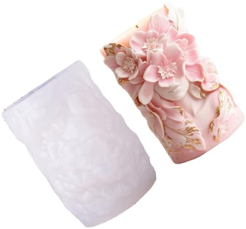 PANGBOER Stampo in silicone a forma di fiore per candele, con disegni floreali e farfalle, per lavori artigianali
