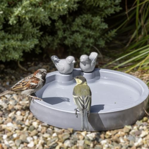 CJ Wildlife vogeltränke Winterfest – vogeltränke frostsicher, trinkschale vögel – aus pflanzenbasiertem Material, frosthart bis -10 °C, biologisch abbaubar, grau