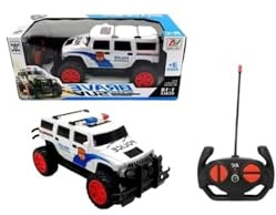 MSQUARE 1:18 Remote Control Police SUV Toy, Police Jeep with Controller, Durable Off-Road Design, Bright Wheels, Realistic Detailing, Indoor & Outdoor Play, for Boys & Girls