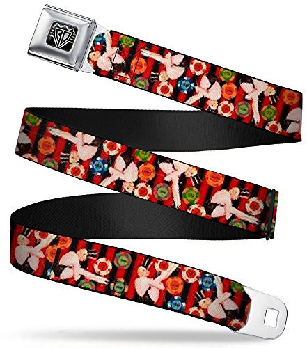 Buckle-Down Sicherheitsgurt – Zylinderhut Pin Up Girl/Poker Chips Vertikale Streifen Rot/Schwarz – 2,5 cm breit – 50,8 cm lang, Mehrfarbig, Weit 2.5 cm/50-90 cm Länge