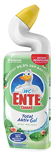 WC ENTE Total Aktiv Gel, Flüssiger WC Reiniger antibakteriell, Toilettenreiniger, Mint Melody, 1er Pack (1 x 750 ml)