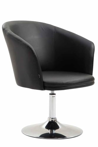 CLP Lounger Arcade Mit Hochwertigem Kunstlederbezug I Drehbarer Sessel I Lehnstuhl Mit Trompetenfuß, Farbe:schwarz