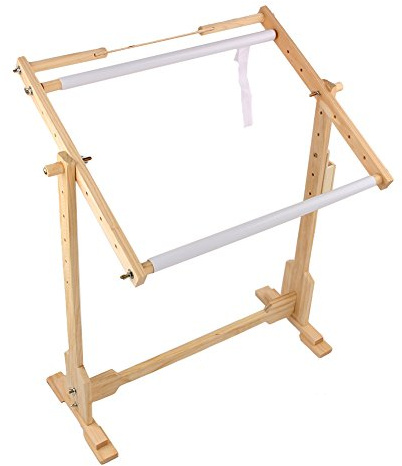 Ejoyous Supporto per Punto Croce 9CT, Regolabile in Legno, Croce Stitch Frame Stand, Supporto da Pavimento per Punto Croce, Ago Lavoro, Telaio in Legno di Pino, Marrone