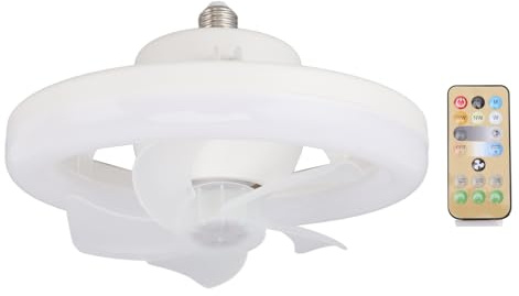 Deckenventilator mit Licht 360 Grad drehbar dimmbar E27 verstellbare LED Lampe 5 Flügel 48W mit Fernbedienung für Garage Schlafzimmer Küche