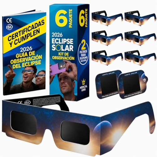 Medical king Solar Eclipse Glasses Approved 2024, (5 PACK) CE and ISO Certified Safe Shades for Direct Sun Viewing + Bonus Eclipse Guide With Map