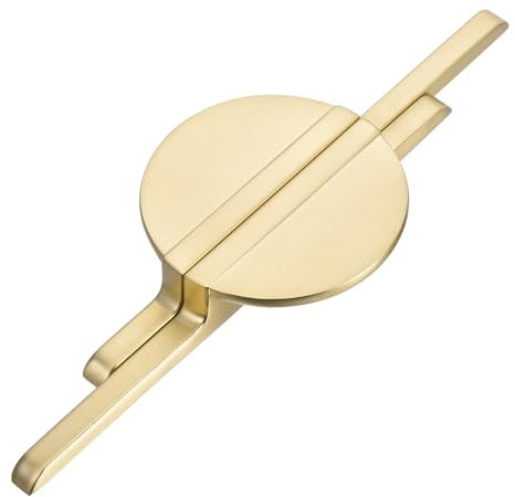 sourcing map 4 Pack Brushed Gold Cupboard Pulls, Semicircle Kitchen Cupboard Handles 2-1/2 Inch (64mm) Hole Centers, Half Moon Cupboard Door Handles for Closet