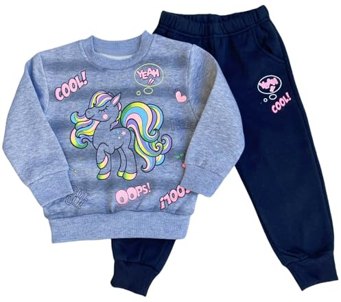 Elim Ensemble du survêtement fille imprimé sweat manche longues col rond+ pantalon jogging enfant fille 4-12ans (FR/ES, Âge, 3 ans, 4 ans, Taille normale, nois/gris)