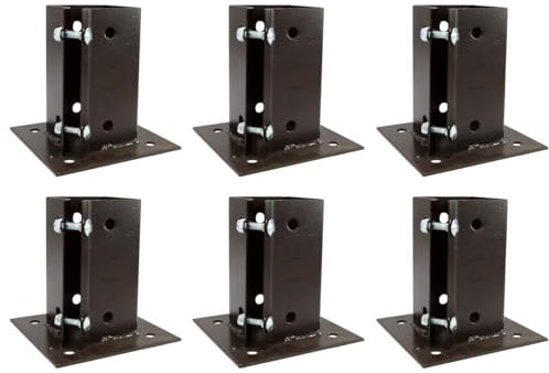 6 x Fence Post Holder 50mm posts Support Bolt Down Shoe Anchor Clamp Grip Brown for 50mm x 50mm posts (2) Eliza Tinsley Swiftpost, Pack of 6