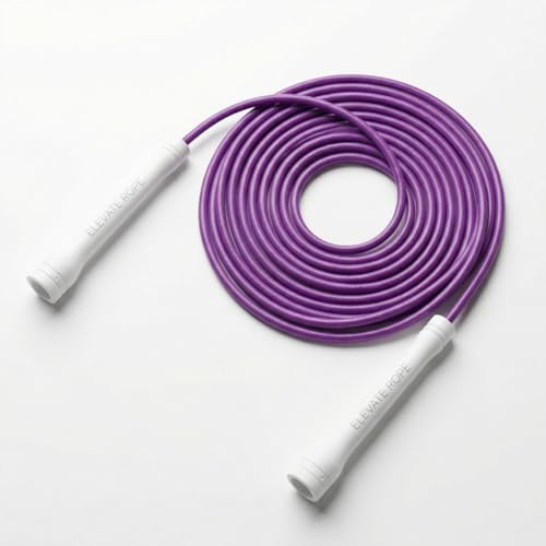 Elevate Rope Springseil Erwachsene, Speed Rope 5 mm, 3 m verstellbar, Lila | Nylonkern verhindert Verdrehen, ideal für Double Unders, Cardio und CrossFit, gratis Trainings-App, 90 Tage Garantie