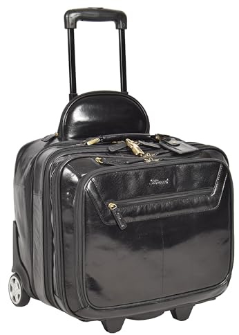 Divergent Retail DR640 Reise-Laptop-Pilotentasche aus echtem Leder, Schwarz, Schwarz , L, Pilotenkoffer