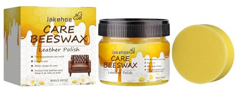 Lederbalsam Lederpflege mit Bienenwachs & Avocado-Öl für Auto Sofa Couch Möbel Jacke Motorradbekleidung Handtaschen Ledercouch Schuhe Sattel für Pferde Lederfett - Leder Balsam (Gelb 80g)