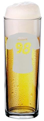 LUXENTU Kölschglas mit Gravur, Kölner Stange mit 0,2 Liter Eichung, Personalisierte Lasergravur mit Name & Rückennummer, Geschenk für Fußball-Fans, Trikot