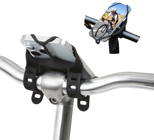Bone Bike Tie 4 Pro Max – If Design Award – Support Téléphone Vélo pour Potence T/U, Porte Smartphone 4,7–7,2, Double Sangle Silicone, Absorption des Chocs – Noir