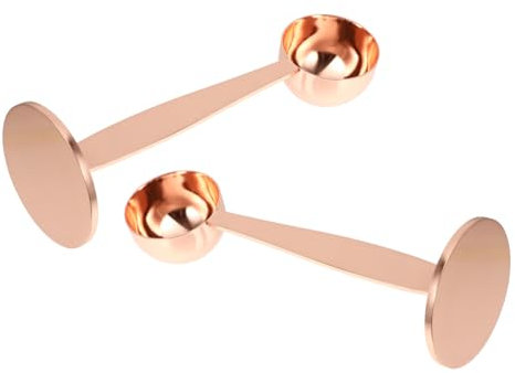 Amosfun 2pcs Rose Gold Stainless Steel Espresso Coffee Spoon Measuring Cup Powder Press Tool