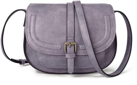 AFKOMST Women Faux Leather Crossbody Bag Vintage Saddle Shoulder Bag | Crossbody Bag for Women Small Satchel and Shoulder Bag Vintage Saddle Handbags Vegan Leather