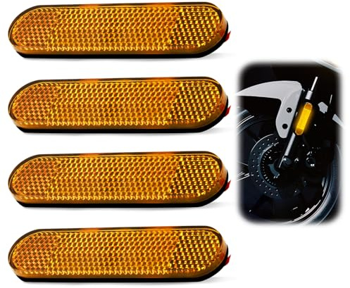 Duluok 4 Pièces Catadioptre Homologué E4 100 x 24 x 8mm pour Moto et Vélo - Réflecteur de Sécurité Rectangle Arrière pour Plaque - Compatible Scooter Cyclomoteur (Jaune)
