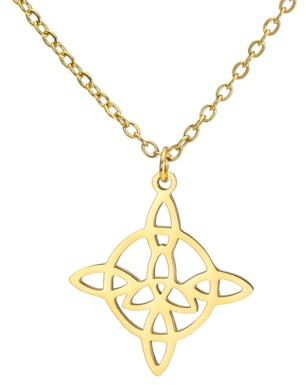 kkjoy Collana di Nodo delle Streghe in Acciaio Inox Collana di Ciondolo con Nodo Triangolo Celtico Simbolo Wiccano Amuleto Magico Nodo di Stregoneria per Donne Affascinante Signore