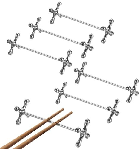 Sourcing Map 6pcs Zinc Alloy Chopstick Rest, Non Slip Chopstick Stand Holder, Silver