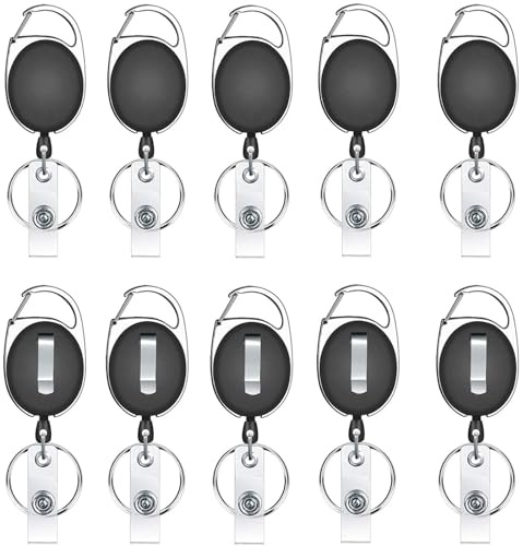 YSBCNK 10 Pcs Retractable Keychain, Badge Holder, Lanyard with 60-70 cm Adjustable Length, for Office, School, Event Staff, ID Card Holders