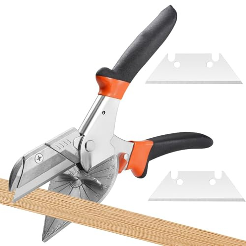 Tijeras de inglete - cortador de molduras multifunción, tijeras de ángulo ajustable, tijeras resistentes | herramienta de corte de 45-135 grados con cuchillas de repuesto para madera PVC corc