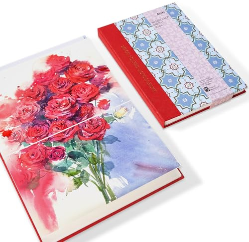 Arrtx Aquarell Skizzenbuch, 8.27x5.79'', 140 LB, 300 GSM, 100% Baumwollpapier, Hot Press, 24 Blätter, Hardcover Aquarell Journal für den Einsatz als Travel Notebook für Künstler Erwachsene Studenten