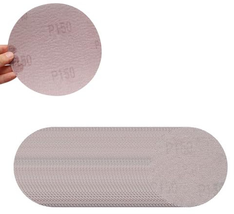 50 Pcs 125mm Mesh Sanding Discs, 150 Grit Hook & Loop Sanding Pads Dust Free Polishing Pads for Wood, Car & Furniture, Compatible with Sander Grinder Polisher (150 Grits)