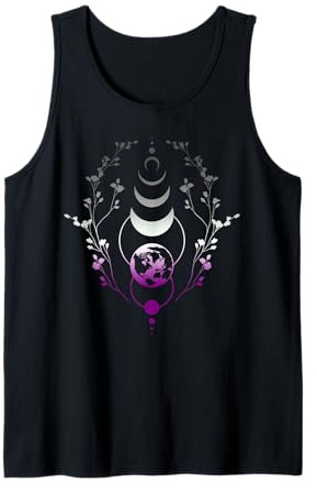 Asexual Pride Moon Phases Earth and Floral Cosmic Energy Tank Top