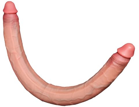 AMAZBEE Dildo a doppia testa Dildo realistico in silicone flessibile per coppie Giocattolo per adulti a forma di pene a doppia estremità per donne uomini uso lesbico (M)