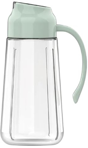 HOCHSTE Glass Oil Dispenser Bottle with Auto Flip Lid 650 ml Leak-Proof Olive Oil Bottle for Vinegar, Cooking Wine - Stainless Steel Spout, Easy Pour, One-Hand Operation, Easy to Clean Green - 1 Pack