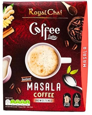 Royal Chai | Coffee Latte | Masala Coffee Unsweetened | Instant Premix | 10 Sachets | Just Add Hot Water