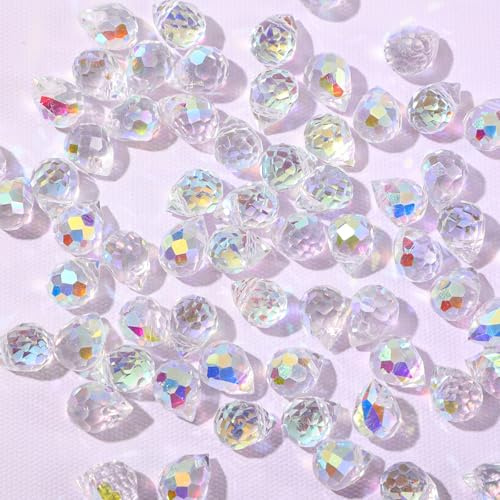 Lot de 95 perles en verre assorties pour la fabrication de bijoux - 10 x 8 mm - Perles rondes à facettes en forme de goutte - Attrape-soleil fantaisie - Pour loisirs créatifs, colliers, bracelets