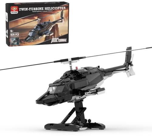 MasterBrickPlay Kit d'hélicoptère technique construction Air-Wolf Militaire Copter MOC Avion, 1039 pièces Jouet de construction pour adultes