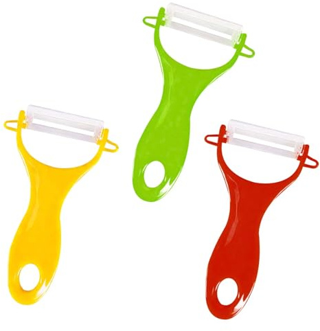 3pcs Vegetable Peeler, Potato Peeler Hand Perfect for Kitchen, Non-Slip Grip Ergonomic Handle Peelers for Kitchen, Sharp Blade Carrot Peelers(Green,Red,Yellow)