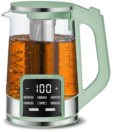 Gourmia Electric Glass Kettle - 1.7L Capacity, Digital Display, Green