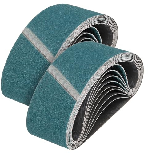 sourcing map Nastri abrasivi 76 mm x 533 mm, 24 pezzi, grana 40/60/80/120, con zirconia, per lavorazione del legno, lucidatura dei metalli, affilacoltelli
