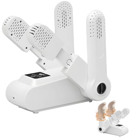 Jonuin Schuhtrockner Elektrisch 4-Arm, Tragbarer Schuhwärmer mit Intelligenter Timer (30/60/120/240 Min), 2 Paar Shoe Dryer, Faltbares Design, Geeignet für Schuhe, Stiefel, Socken, Handschuhe