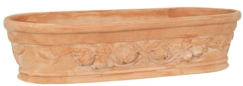 Biscottini Boîte en terre cuite artisanale fabriquée en Italie 80 x 28 x 19 cm – Jardinière rectangulaire pour plantes – Pots décoratifs extérieurs et intérieurs – Bol en terre cuite pour fleurs