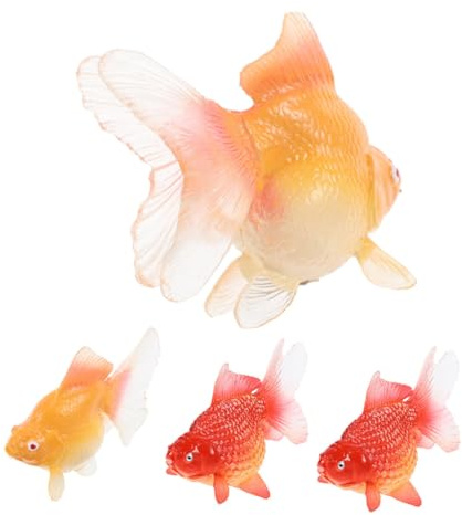 ifundom 4pièces Poisson Rouge Plastique Réaliste Décor Aquarium Figurine Animal Flottante pour Intérieur ou Vase Lot