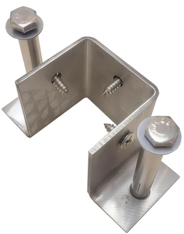 le socle de la clôture, Support de poteau en acier inoxydable à trois faces for terrasse béton avec vis, plusieurs tailles(61x61x80MM)
