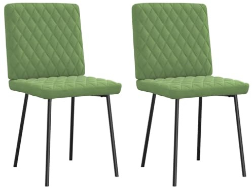 QUAHEAS Esszimmerstühle 2er Set Hellgrün Samt, Metallbeine, Küchenstühle, Bequeme Polsterung, Modernes Design für Esszimmer, Wohnzimmer, Gästezimmer