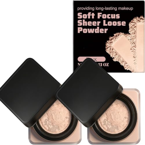 Soft-Focus polvere trasparente per il viso, polvere di fissaggio leggera per il trucco, finitura liscia per il trucco a lunga durata, polvere per il controllo dell'olio per l'uso quotidiano (2 pezzi)