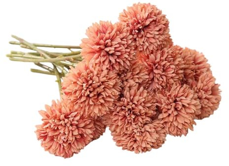 Tejesa - Bouquet di fiori artificiali di ortensia per la casa, la camera da letto, decorazione per matrimoni, vasi, composizioni floreali, 15 pezzi, arancione