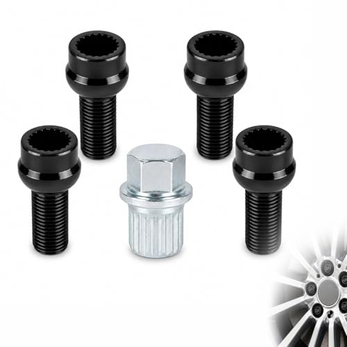 4 Piezas M14 X 1,5 MM Pernos De Rueda Antirrobo, Tornillos Antirrobo Coche, Tornillos De Rueda Tuercas De Bloqueo, Tornillos De Seguridad, Perno Antirrobo, Compatibles Con Vehículos Originales Acero